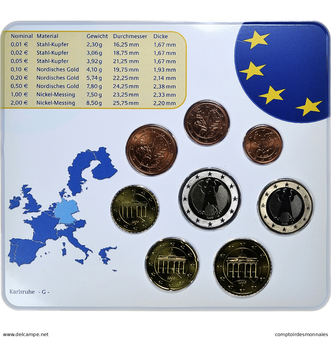 République Fédérale Allemande, Set 1 Ct. - 2 Euro, FDC, Coin Card, 2005 - Deutschland