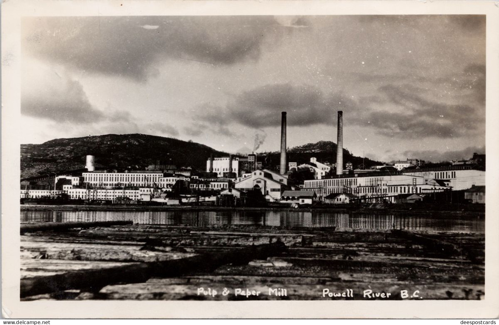 Powell River BC Pulp And Paper Mill British Columbia C1945 Westview BC Split Ring Cancel RPPC Postcard Z2 - Otros & Sin Clasificación