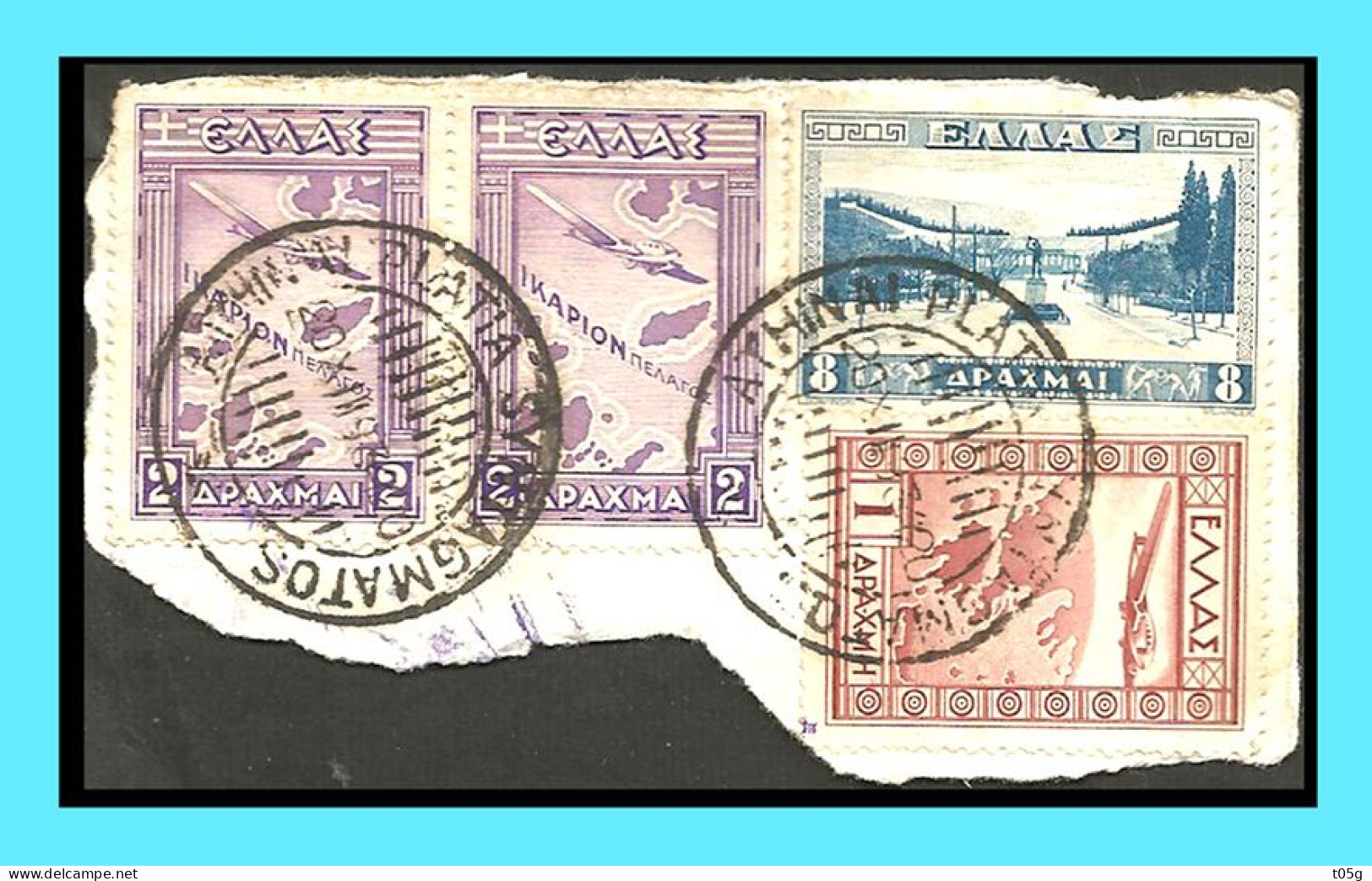 GREECE- GRECE- HELLAS 1933:  With Airpost Stamps Convernment Issue On Piece + 1drx+2drx+8drx Stadium 1934 - Gebruikt