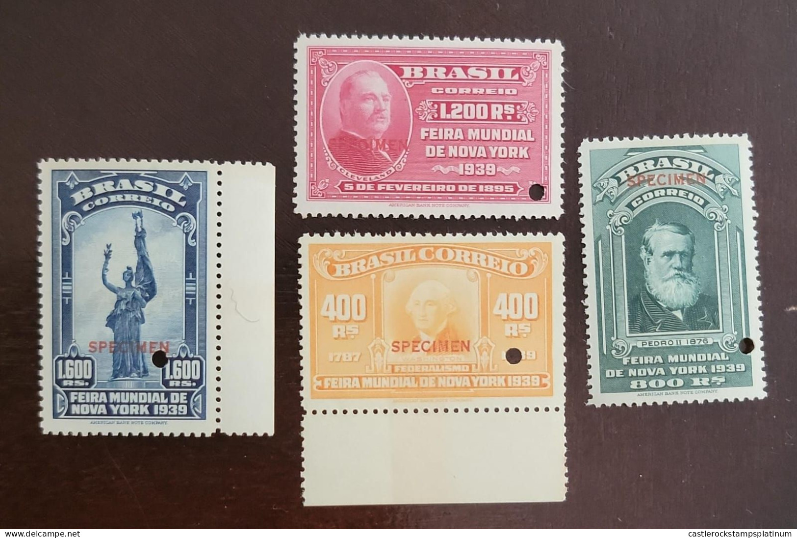 O) 1939  BRAZIL, SPECIMEN,  PUNCH, AMERICAN BANK NOTE, GEORGE WASHINGTON, EMPEROR PEDRO II,  GROVER CLEVELAND, STATUE OF - Andere & Zonder Classificatie