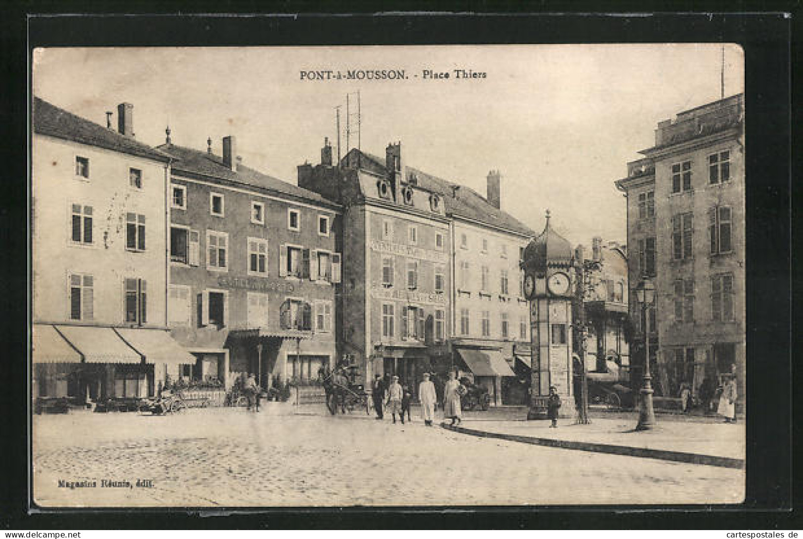 CPA Pont-à-Mousson, Place Thiers, Platz Avec Hotel De La Poste  - Pont A Mousson