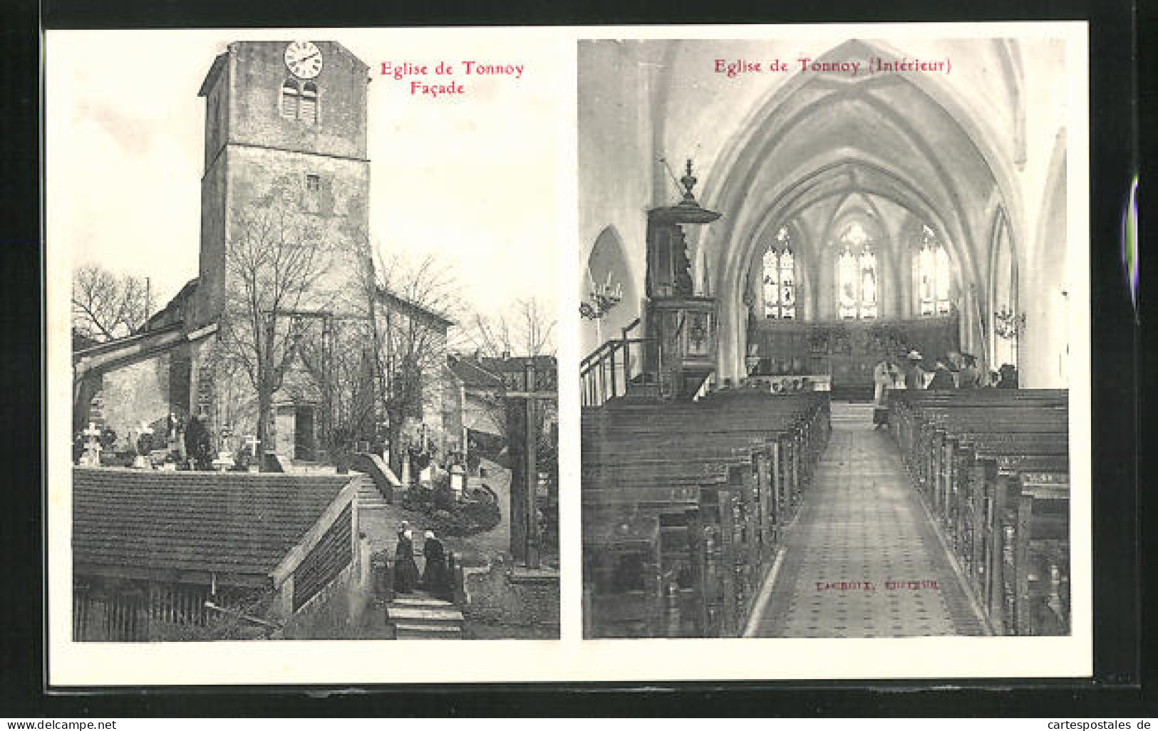 CPA Tonnoy, Eglise De Tonnoy, Facade Et Vue Interieure  - Other & Unclassified
