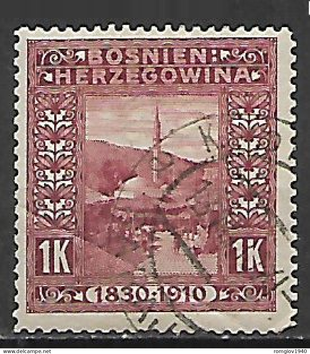 BOSNIA EZERGOVINA POSTA MILITARE 1910 GENETLIACO IMPERATORE D'AUSTRIA UNIF. 58 USATO - Bosnia And Herzegovina