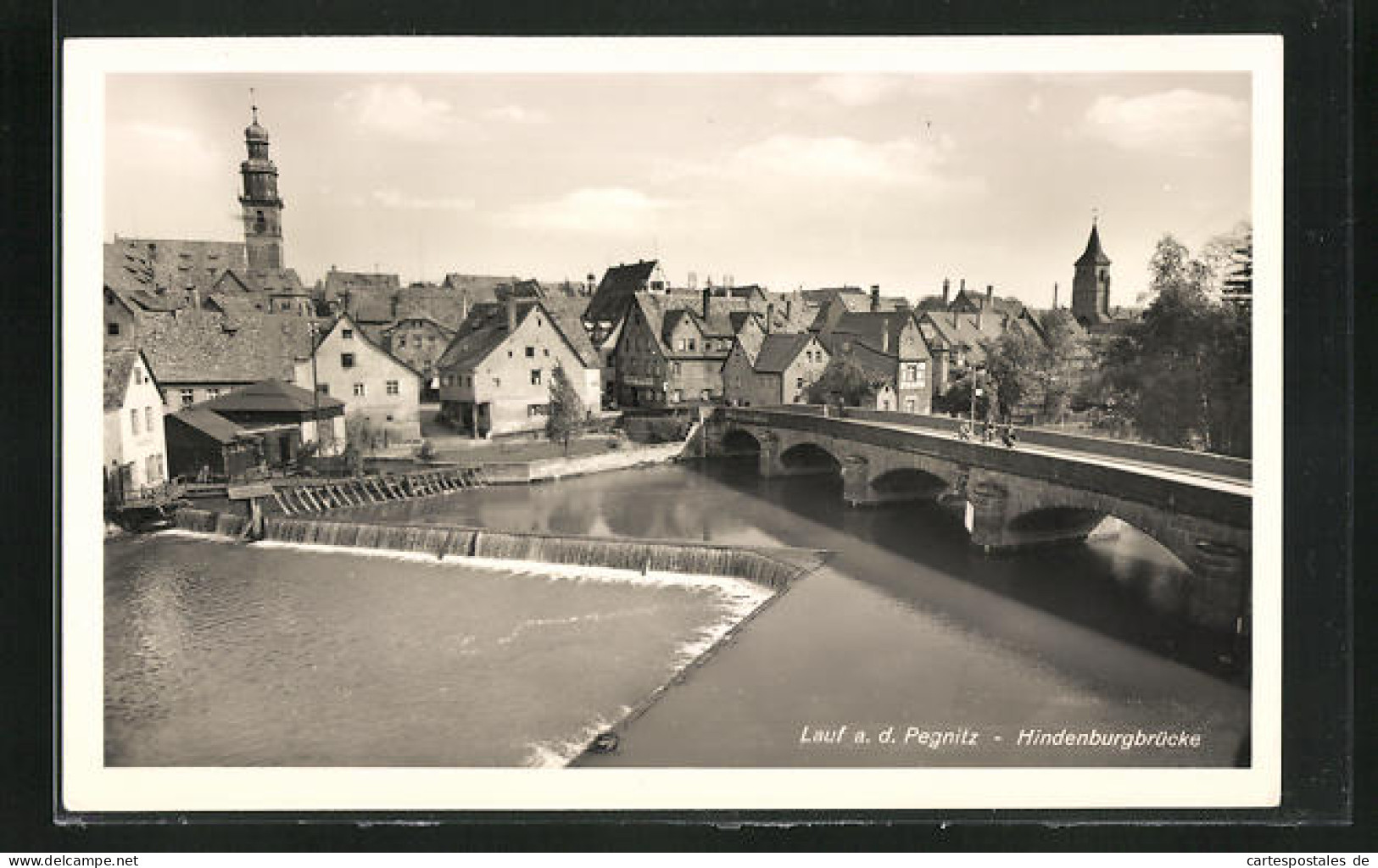 AK Lauf A. D. Pegnitz, Hindenburgbrücke  - Pegnitz