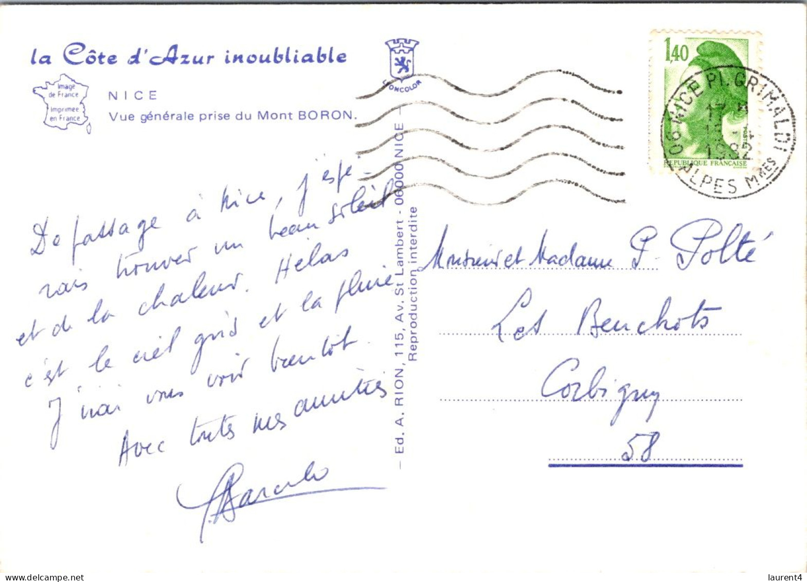 27-4-2024 (3 Z 11) France - (posted 1982) - Nice - Autres & Non Classés