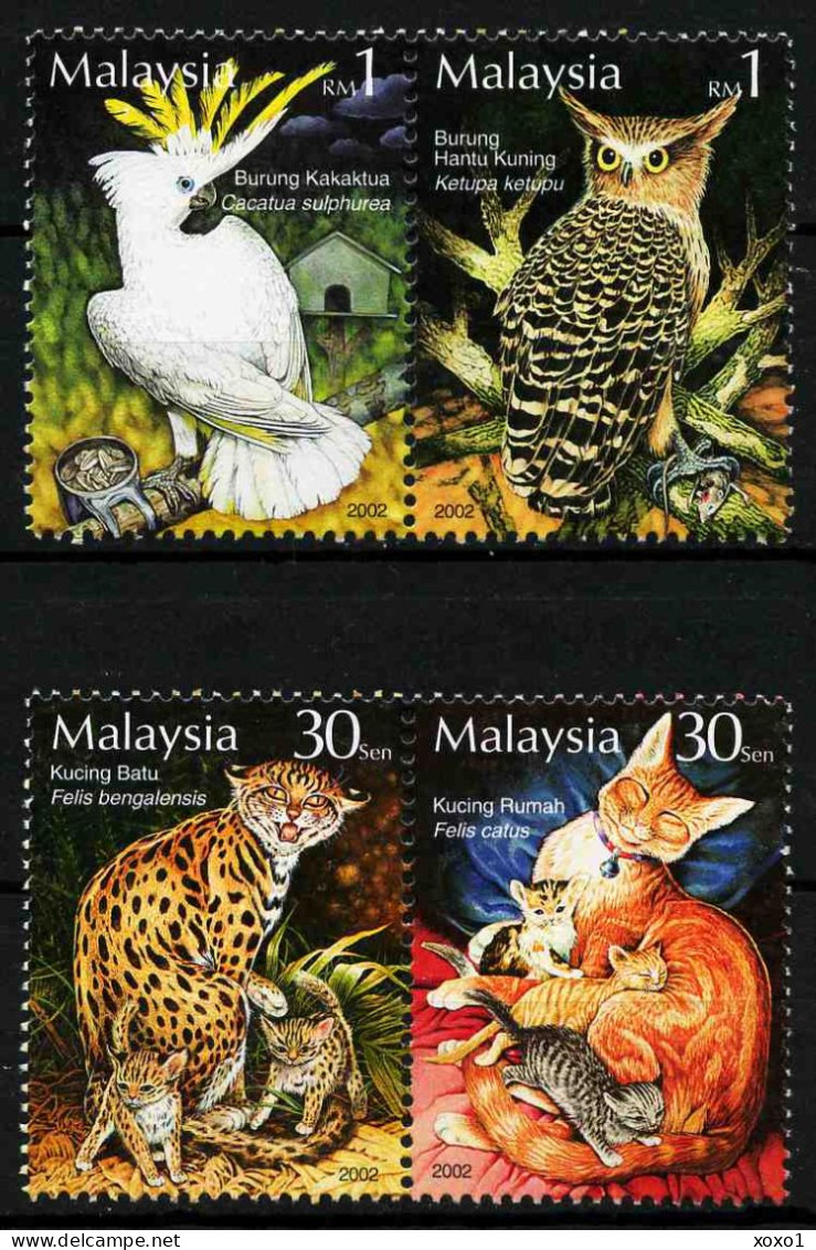 Malaysia 2002 MiNr. 1150 - 1157 PETS Birds Cats 4v MNH** 5,00 € - Gufi E Civette