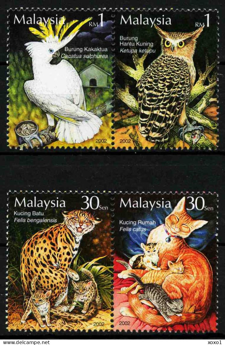 Malaysia 2002 MiNr. 1150 - 1157 PETS Birds Cats 4v MNH** 5,00 € - Hiboux & Chouettes