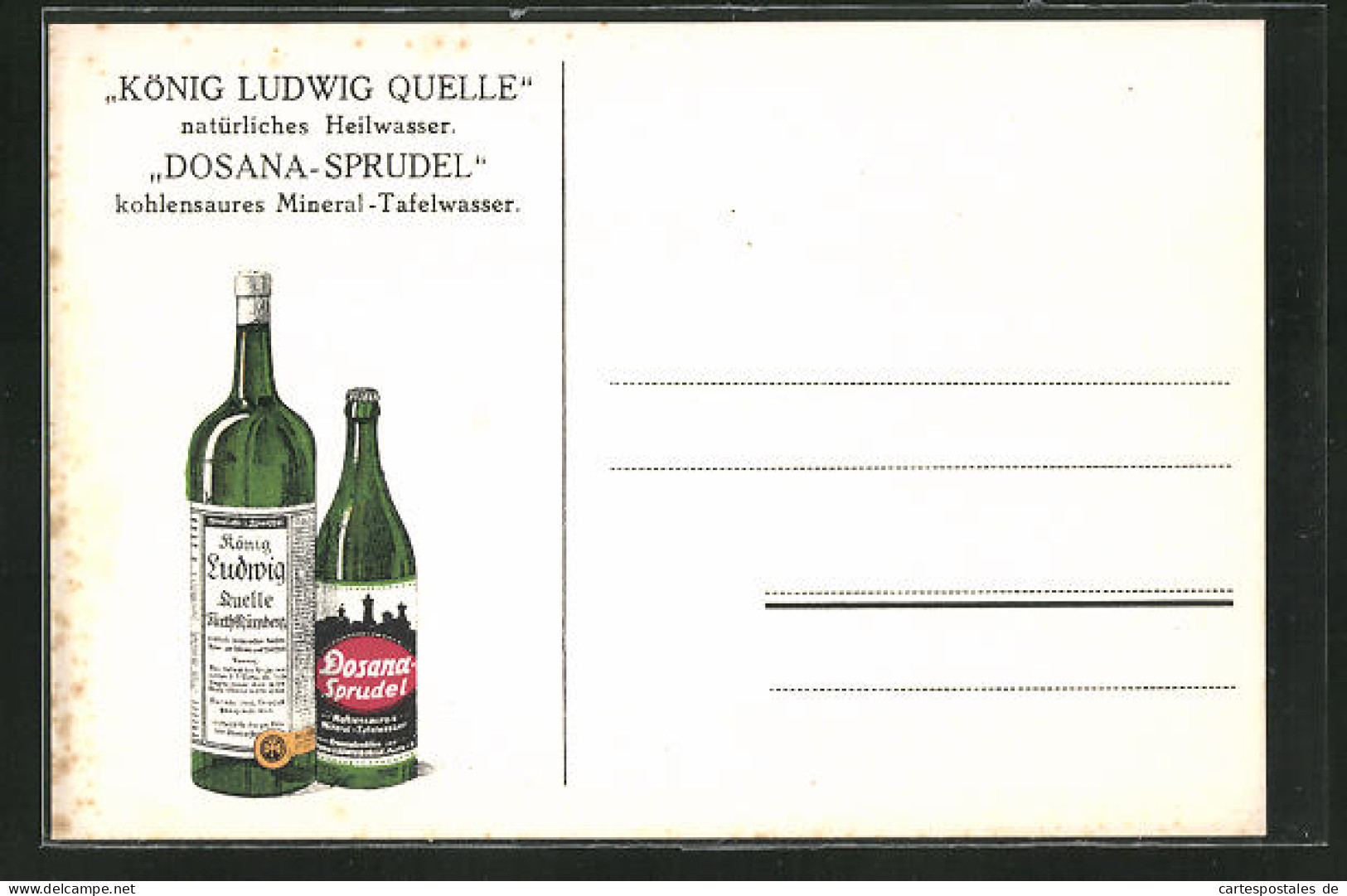 AK Fürth, König Ludwig Quelle Und Dosana-Sprudel, Tafelwasser-Flaschen  - Advertising