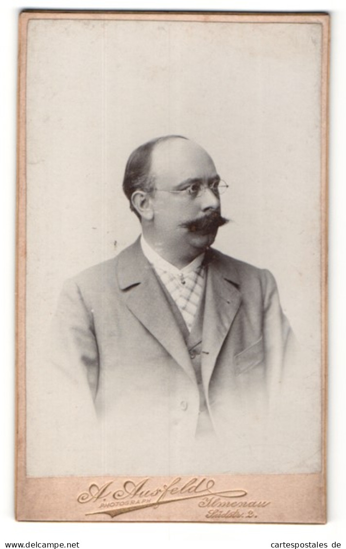 Fotografie A. Ausfeld, Jlmenau, Portrait Stattlicher Herr Mit Schnauzbart  - Persone Anonimi