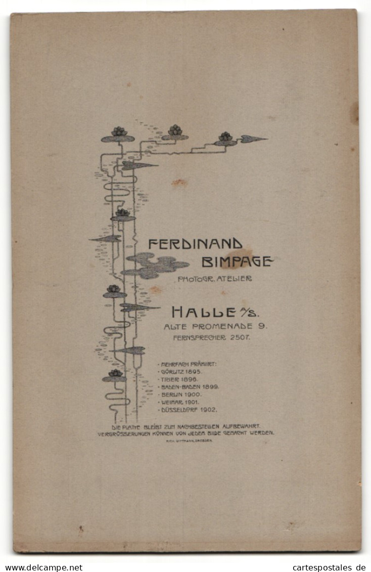 Fotografie Ferdinand Bimpage, Halle A / S., Portrait Stattlicher Herr Im Anzug Mit Krawatte Und Bart  - Anonymous Persons