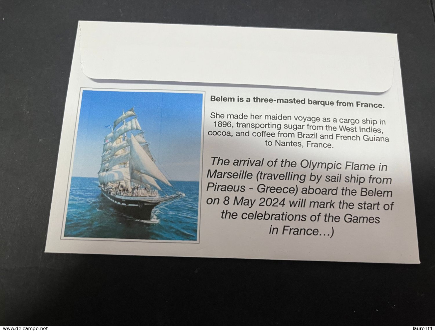 27-4-2024 (3 Z 12) Paris Olympic Games 2024 - Olympic Flame Travel From Piraeus To Marseille On Sail Ship BELEM - Sommer 2024: Paris