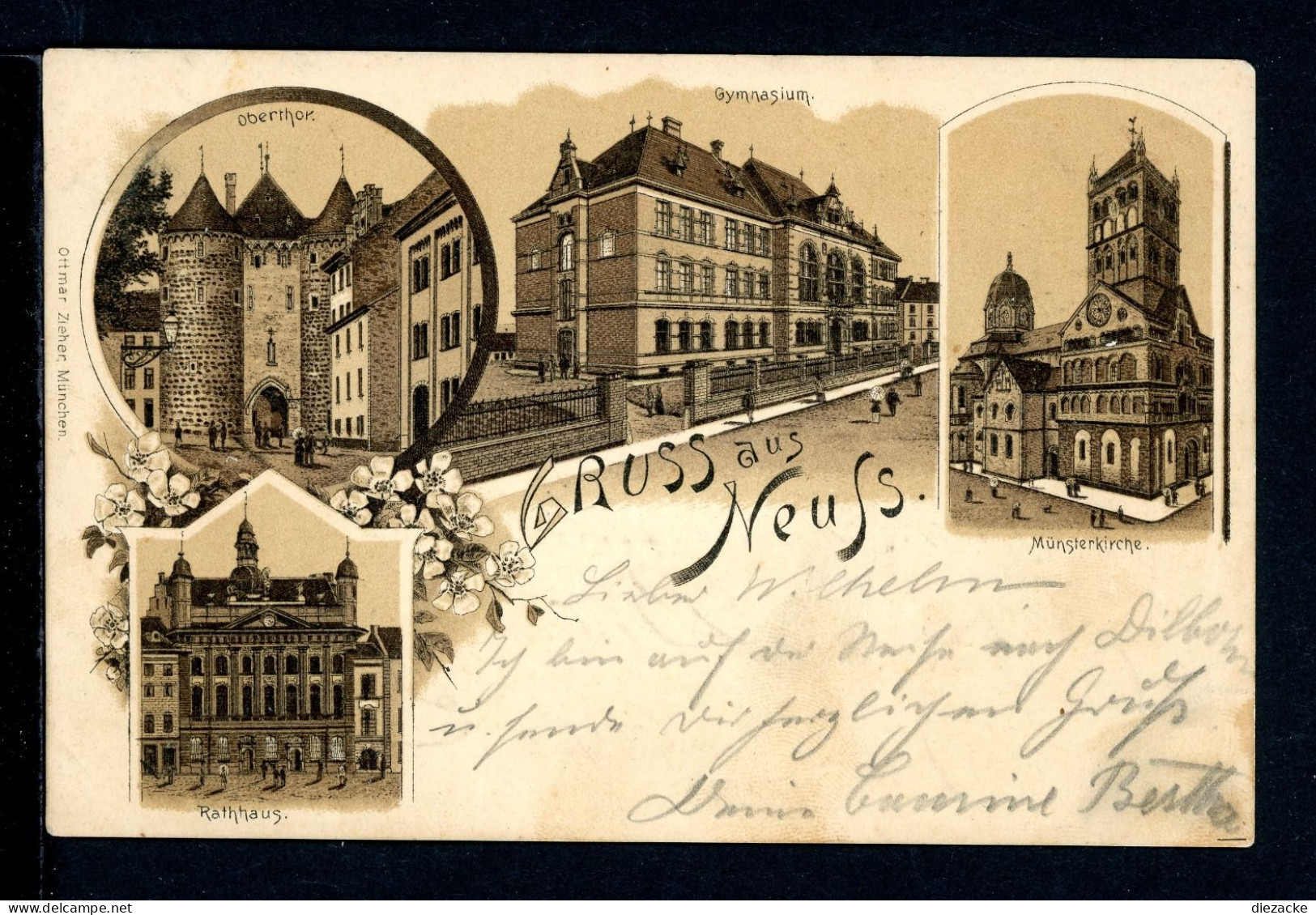 AK Neuss 1897 Obertor, Rathaus, Münster, Gymnasium (PK0134 - Autres & Non Classés