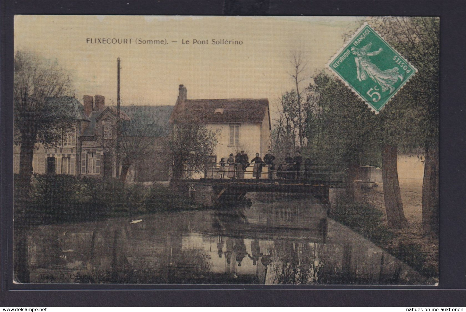 Ansichtskarte Flixecourt Department Somme Frankreich Le Pont Solferino Fluß - Altri & Non Classificati