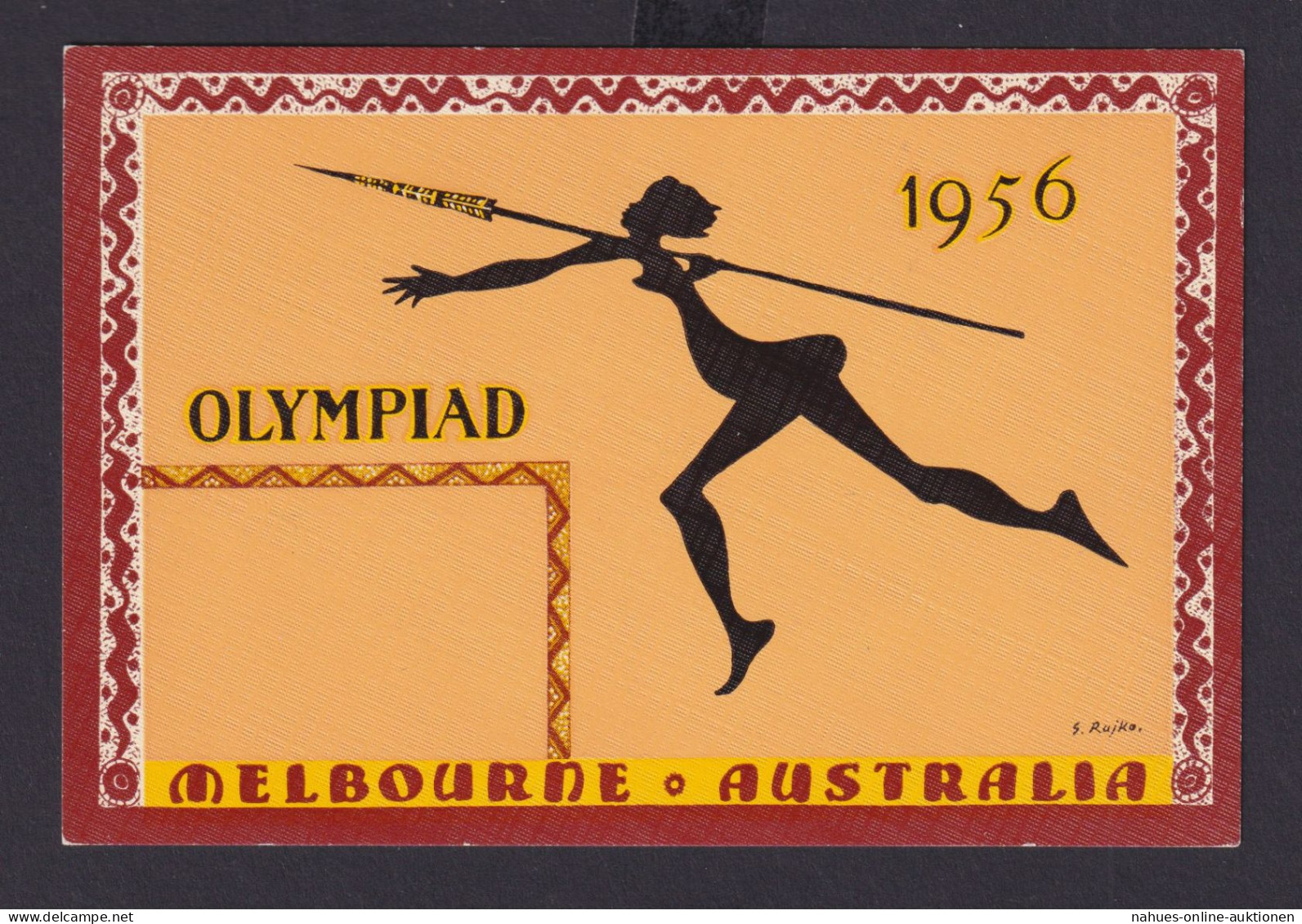 Ansichtskarte Olympia 1956 Melbourne Australien Künstlerkarte Sign. S.Rujko - Other & Unclassified