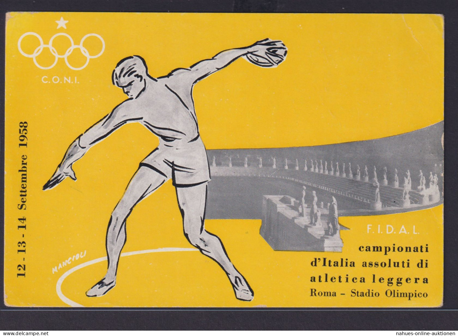 Ansichtskarte Sport Sportfest 12. 13. 14. Sep. 1958 Olympia Stadion Rom - Sonstige & Ohne Zuordnung