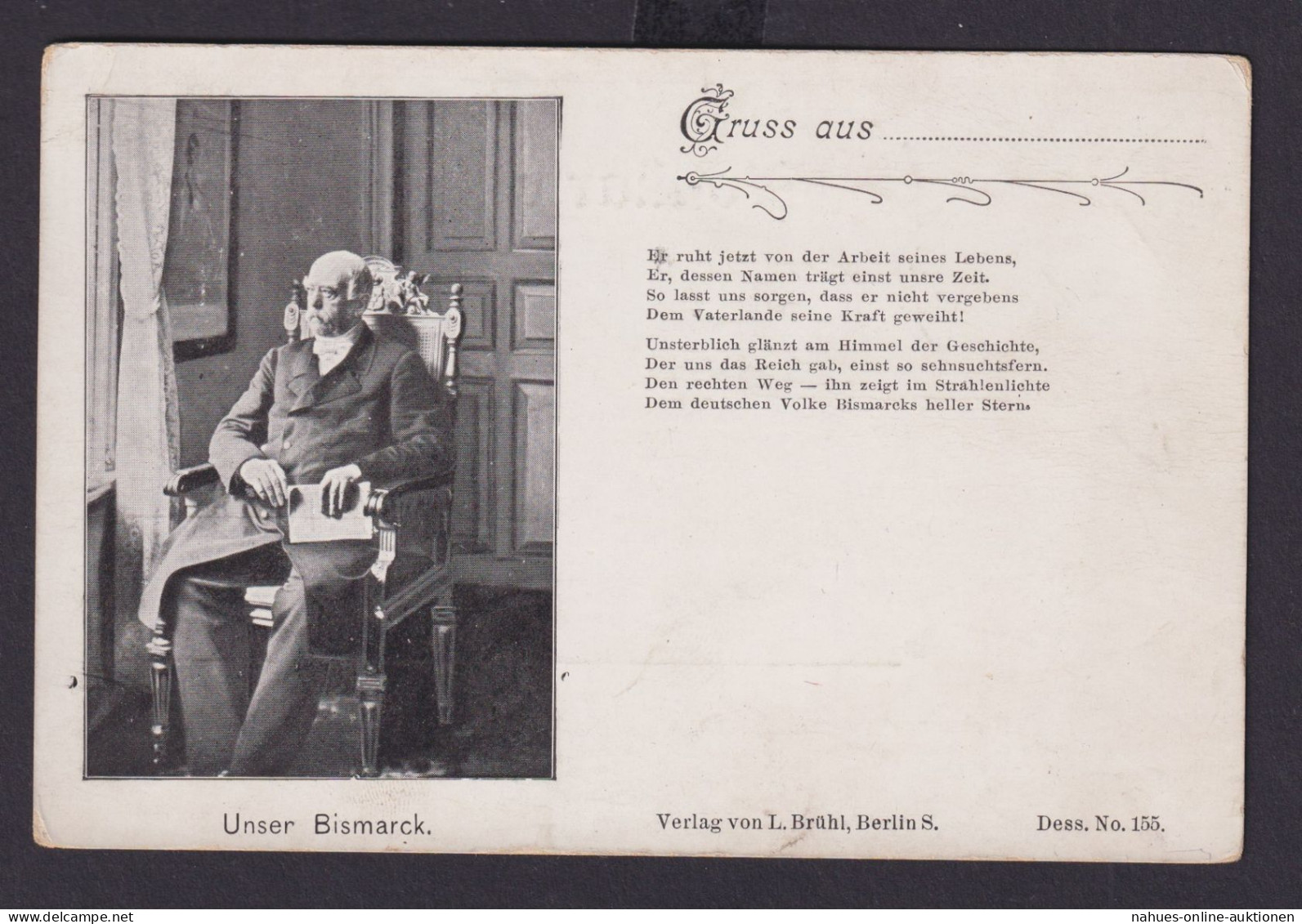 Ansichtskarte Bismarck Reichskanzler Deutsches Reich Spruch Verlag L.Brühl - Politicians & Soldiers