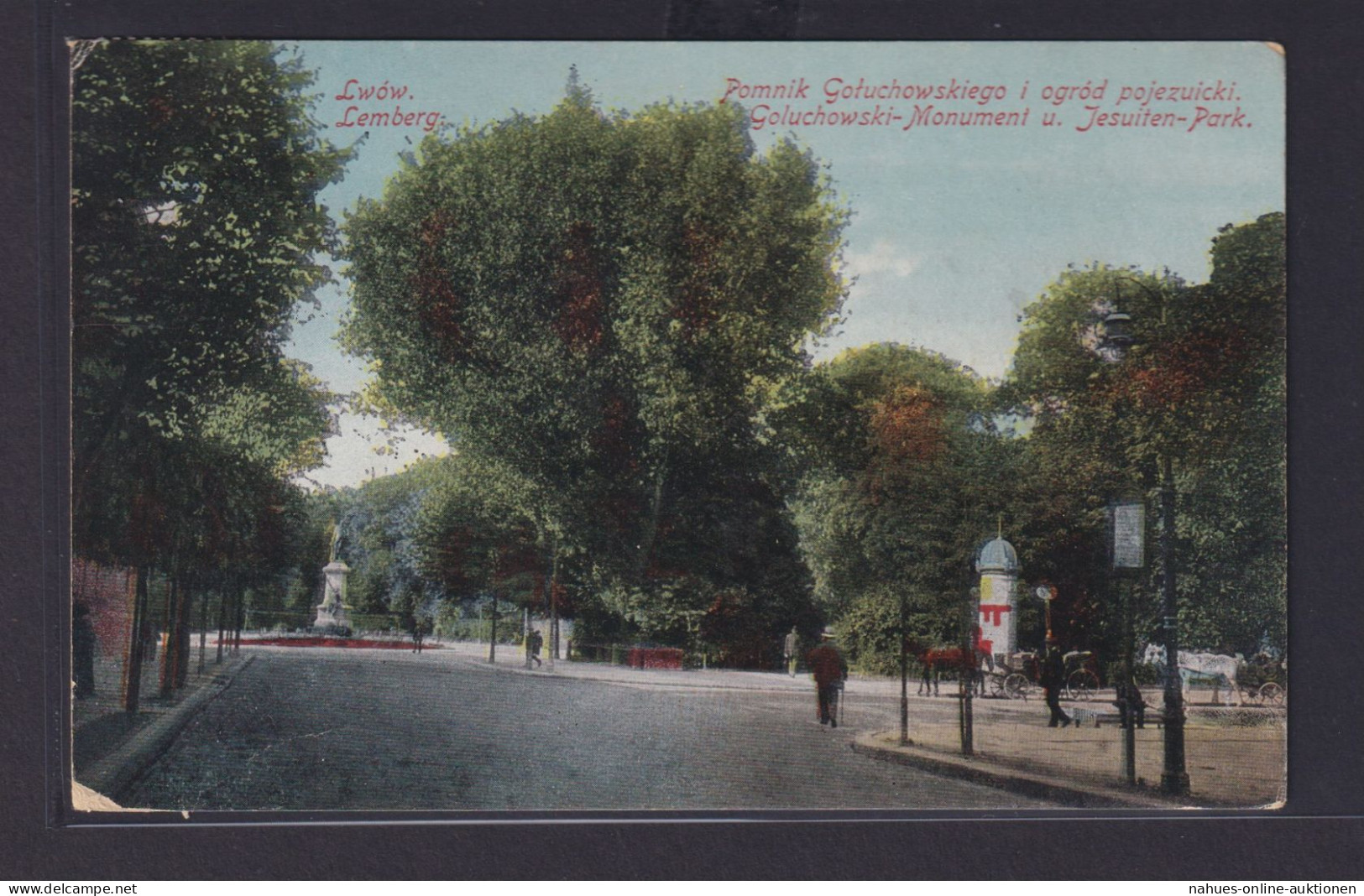 Ansichtskarte Lemberg Goluschowski Monument Jesuitenpark Polnisch Östereichisch - Boehmen Und Maehren