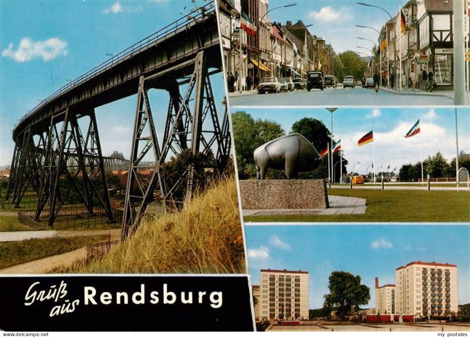 73941233 Rendsburg Bruecke Stadtansichten Plastik Hochhaeuser - Rendsburg