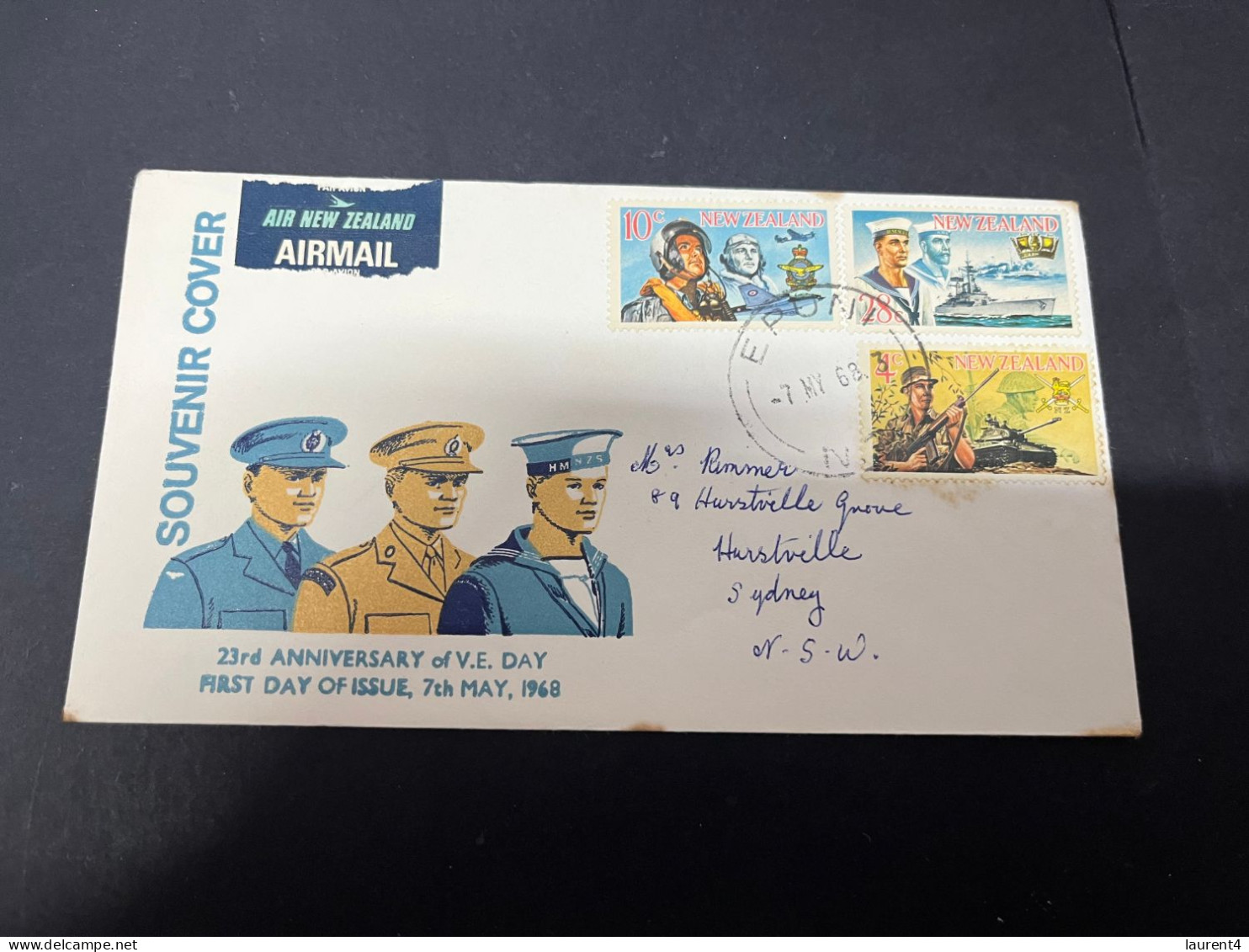 27-4-2024 (3 Z 14) FDC - New Zealand - Posted To Australia 1968 - V.E Day 25th Anniversary - FDC
