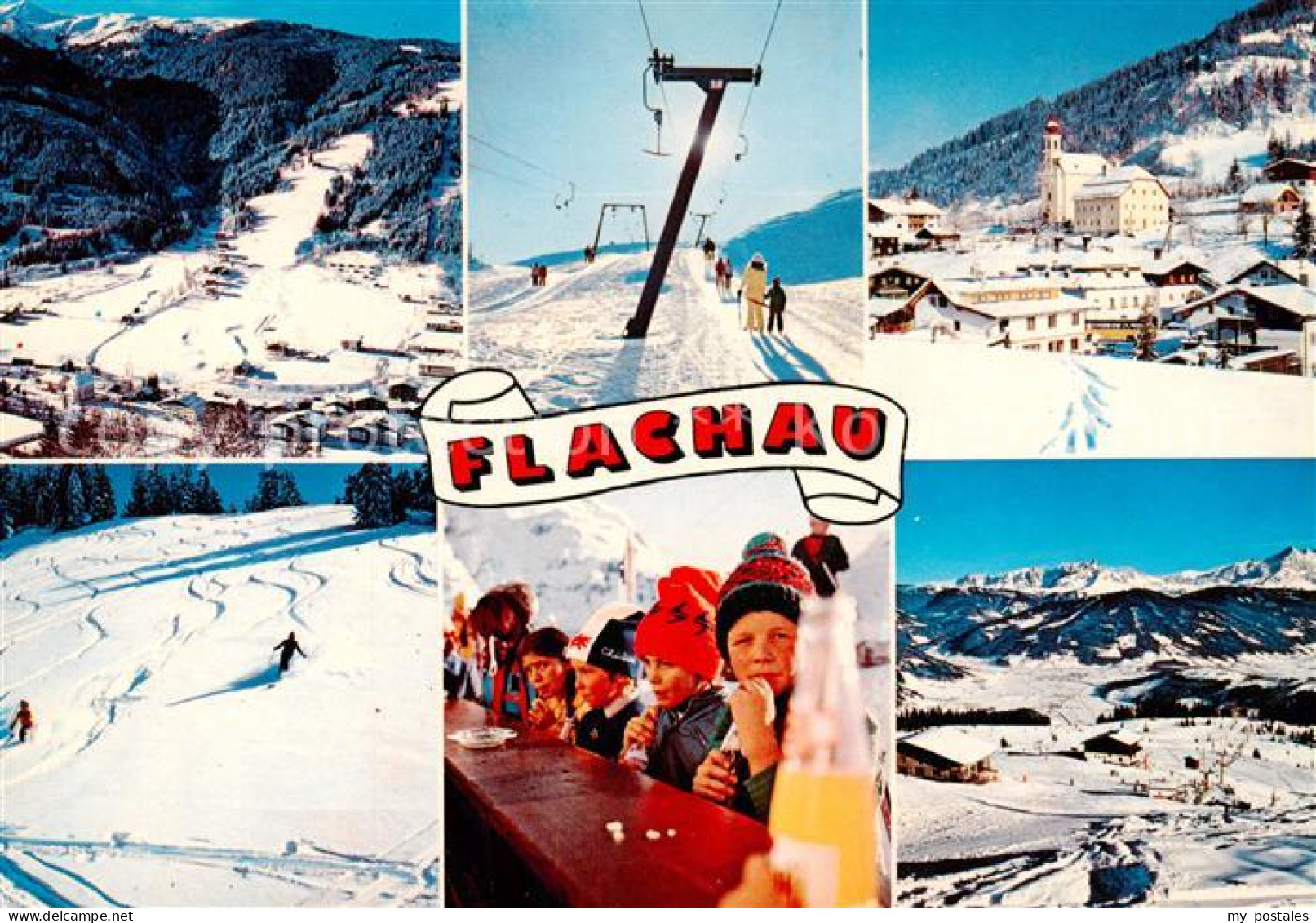 73861772 Flachau Fliegeraufnahme Schlepplift Kirche Skipiste Panorama Flachau - Sonstige & Ohne Zuordnung