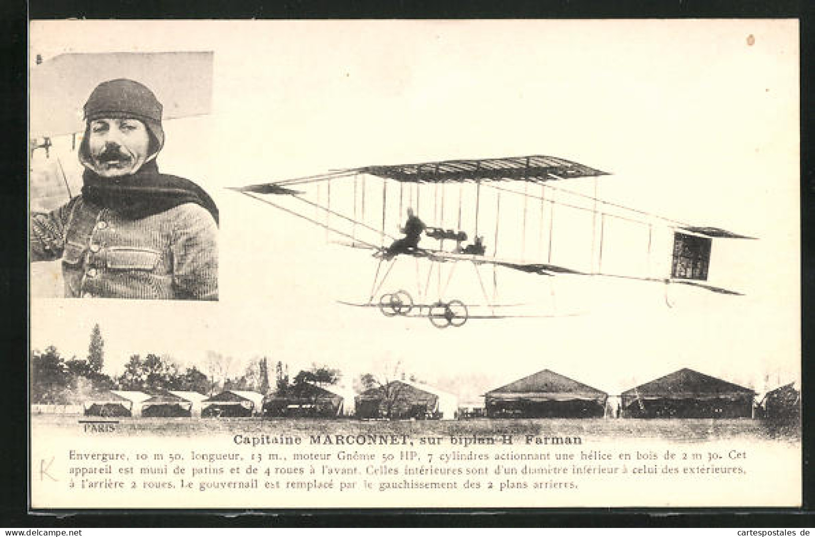 AK Pilot Capitaine Marconnet Im Biplan H. Farman  - Other & Unclassified