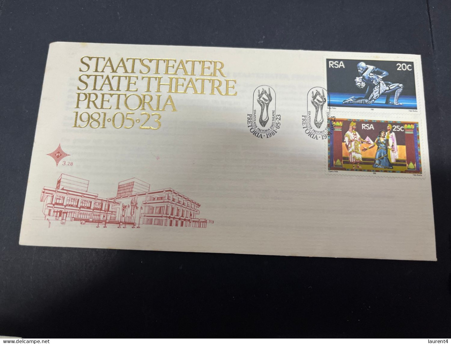 27-4-2024 (3 Z 14) FDC - South Africa (RSA) 1981 (states Theatre) (including Insert) - FDC