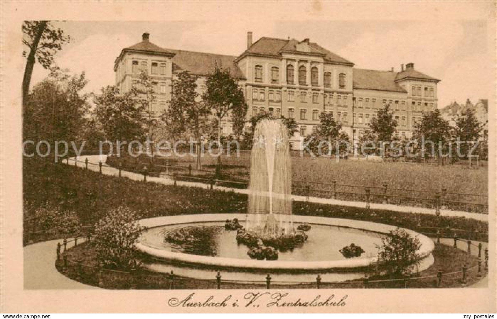 73821719 Auerbach  Vogtland Zentralschule Brunnen Fontaene  - Auerbach (Vogtland)