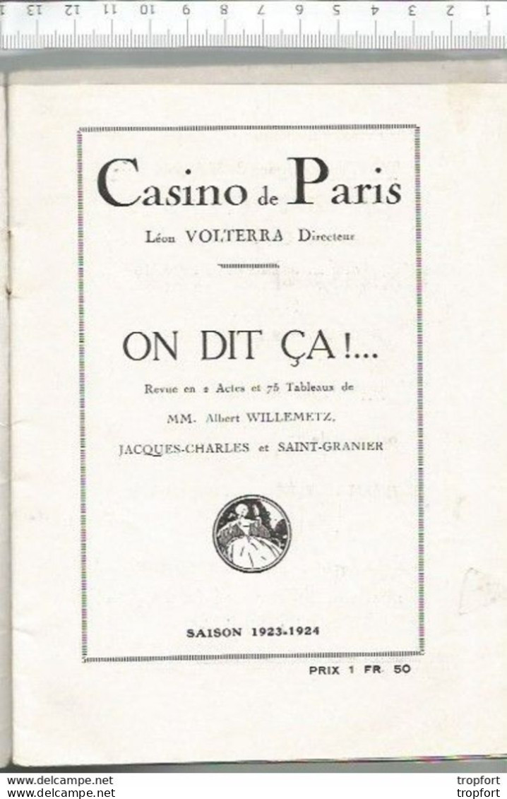 BB / Vintage / Old French Program Theater 1923 // Programme Théâtre Couv GESMAR / CASINO De Paris ON DIT CA ! // - Programmes