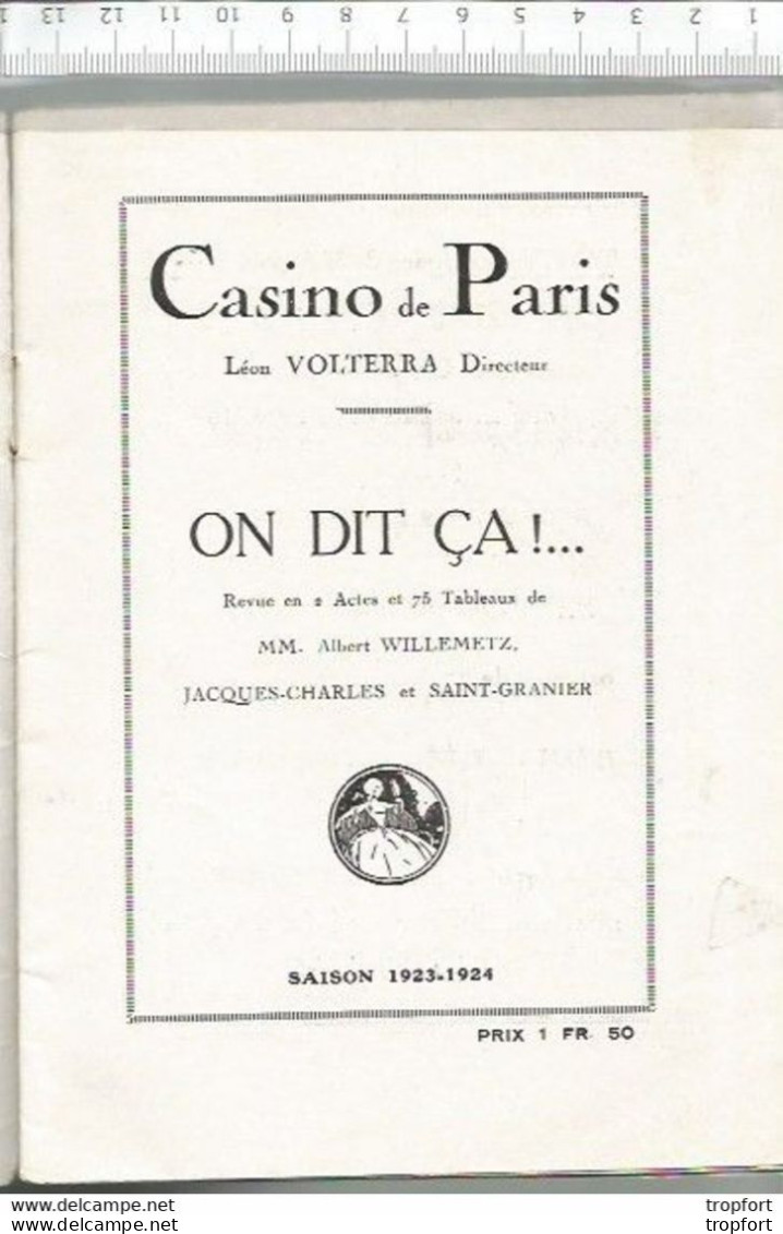 BB / Vintage / Old French Program Theater 1923 // Programme Théâtre Couv GESMAR / CASINO De Paris ON DIT CA ! // - Programme