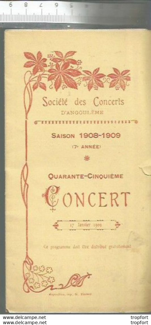 PO / Vintage / Old French Program / RARE Programme Concert ANGOULEME 1909 - Programma's