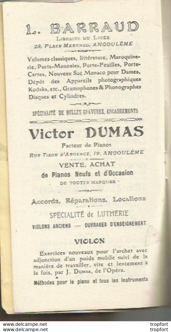 PO / Vintage / Old French Program / RARE Programme Concert ANGOULEME 1909 - Programs