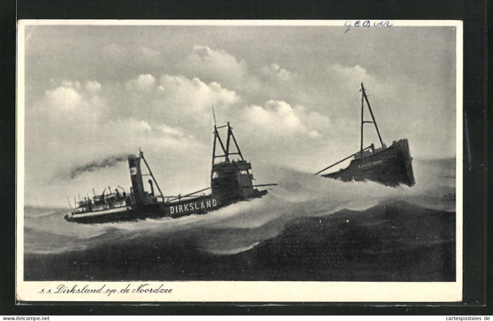 AK Handelsschiff SS Dirksland Im Sturm Auf Der Nordsee  - Commerce
