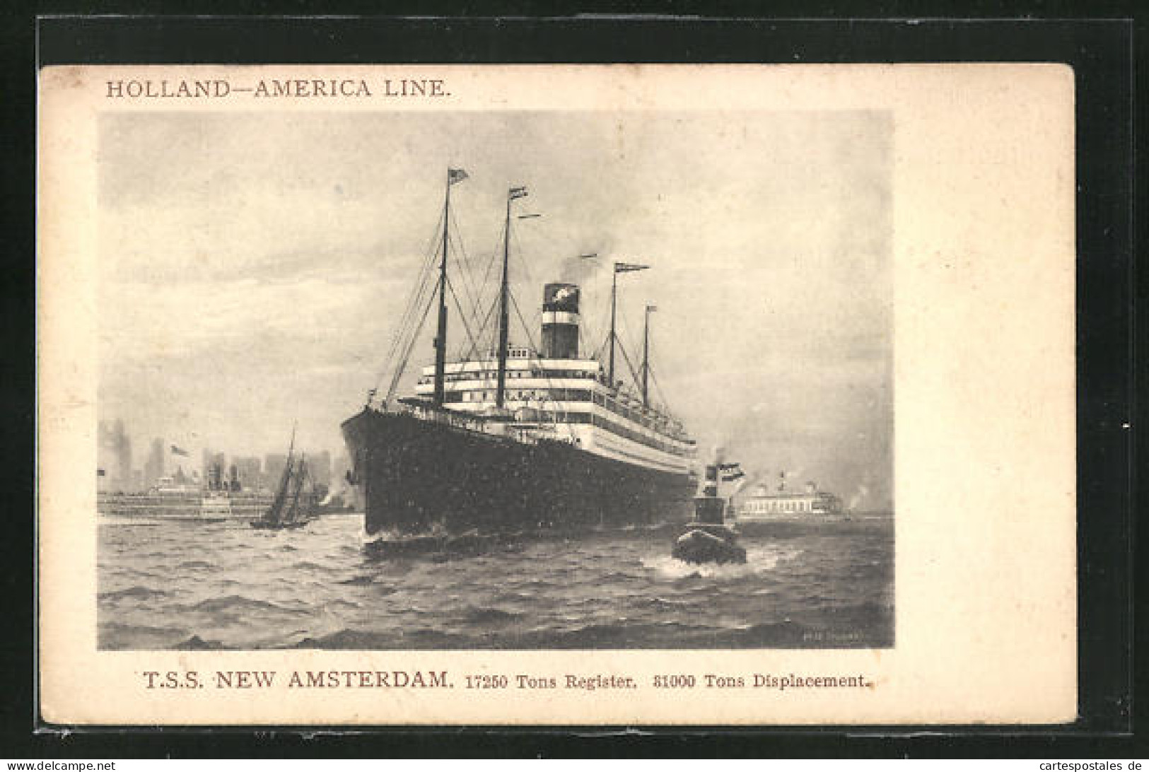 AK Passagierschiff TSS New Amsterdam Der Holland-Amerika Linie Sticht In See  - Dampfer