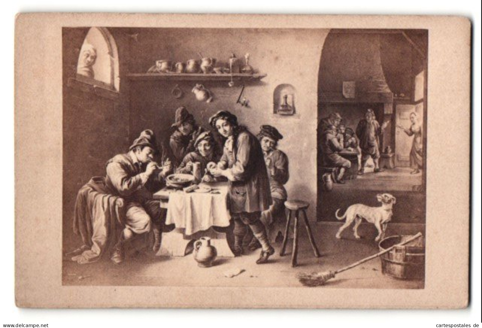 Fotografie Teniers, Nr. 110, Die Rauchgesellschaft, Hund Im Gasthaus  - Andere & Zonder Classificatie
