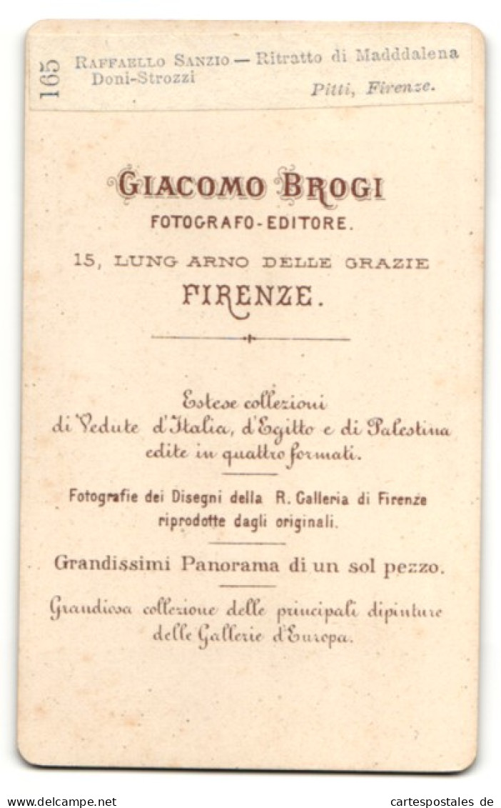 Fotografie Giacomo Brogi, Firenze, Nr. 165, Raffaello Sanzio Doni-Strozzi, Ritratto Di Maddalena  - Altri & Non Classificati