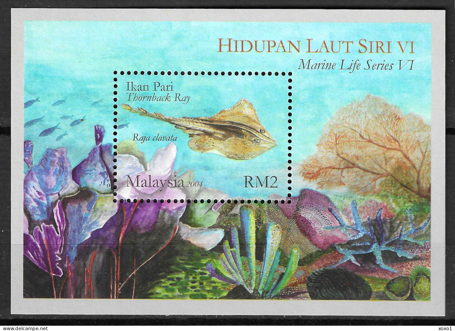 Malaysia 2004 MiNr. (Block 90) MARINE LIFE # VI Fishes Thornback Ray (Raja Clavata) S\SH MNH** 2.50 € - Malasia (1964-...)