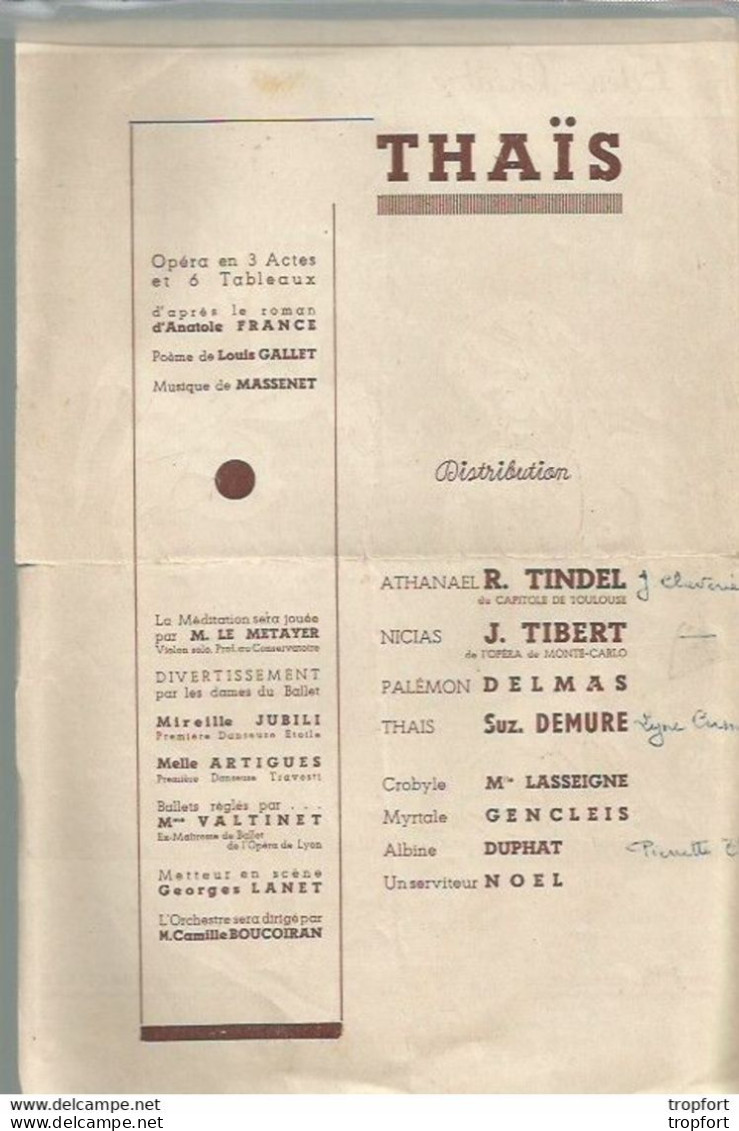 BB / Vintage / Old French Program Theater 1945 // Rare Programme Théâtre EDEN La CIOTAT // THAIS - Programmi