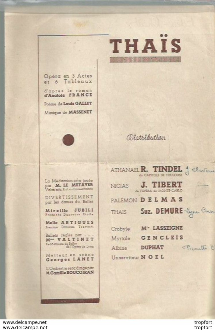 BB / Vintage / Old French Program Theater 1945 // Rare Programme Théâtre EDEN La CIOTAT // THAIS - Programas