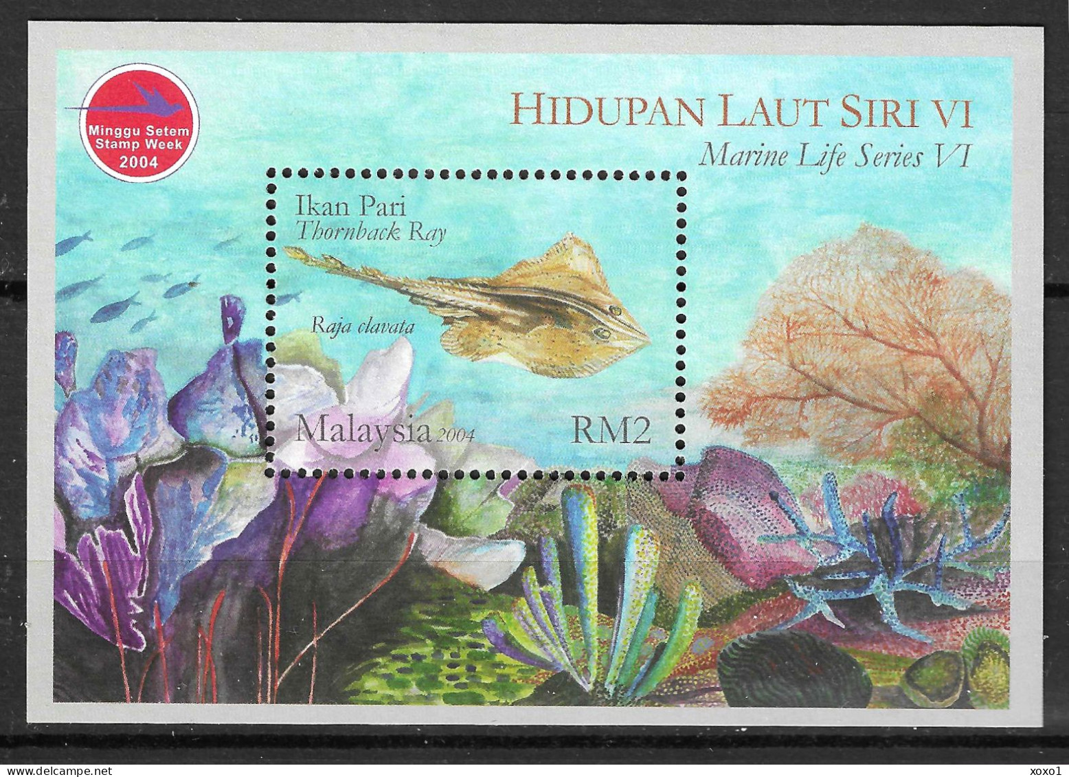 Malaysia 2004 MiNr. (Block 90I) MARINE LIFE # VI Fishes Thornback Ray (Raja Clavata) S\SH MNH** 3.50 € - Malaysia (1964-...)