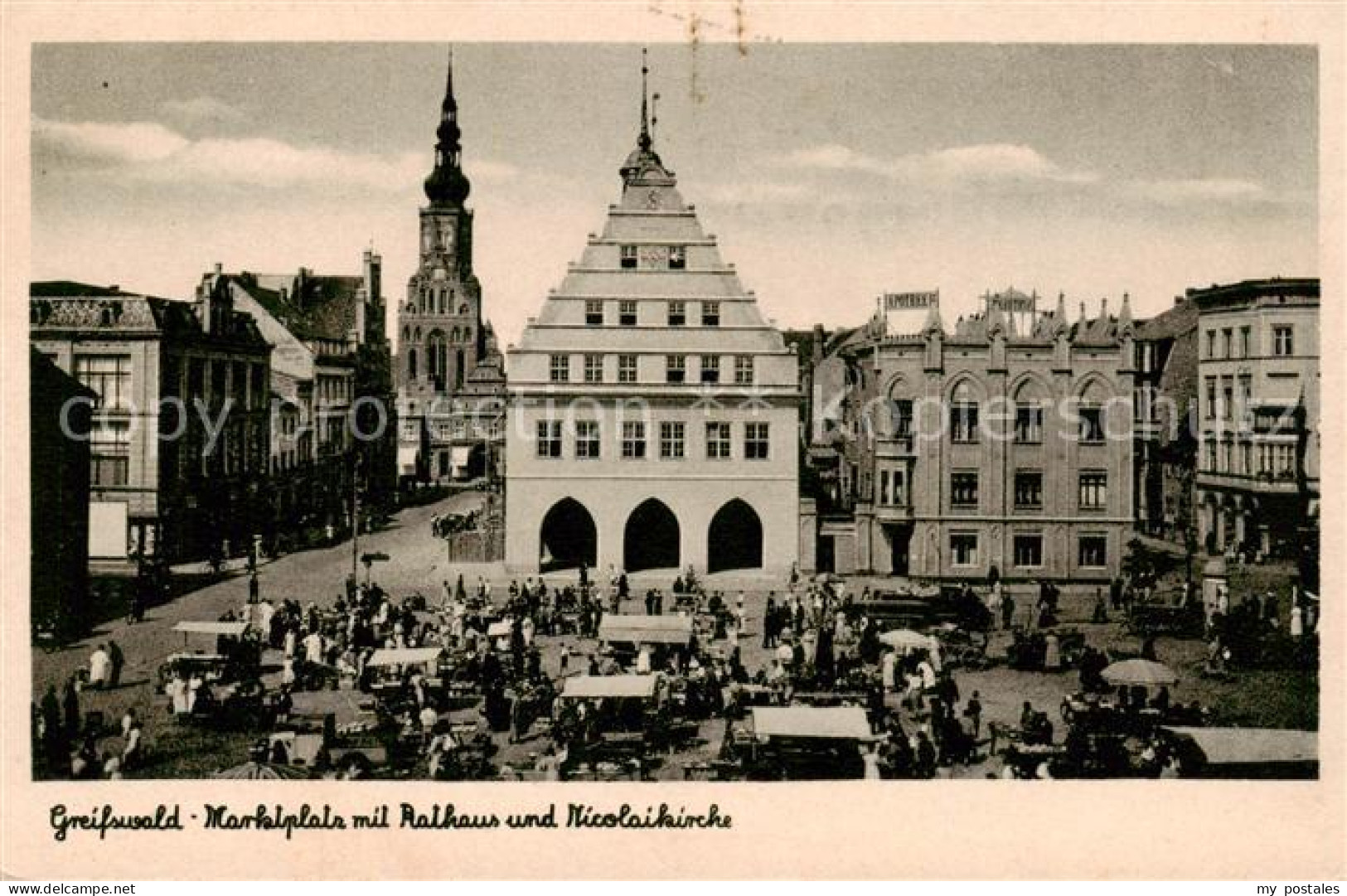 73821296 Greifswald Marktplatz Mit Rathaus Und Nicolaikirche Greifswald - Greifswald