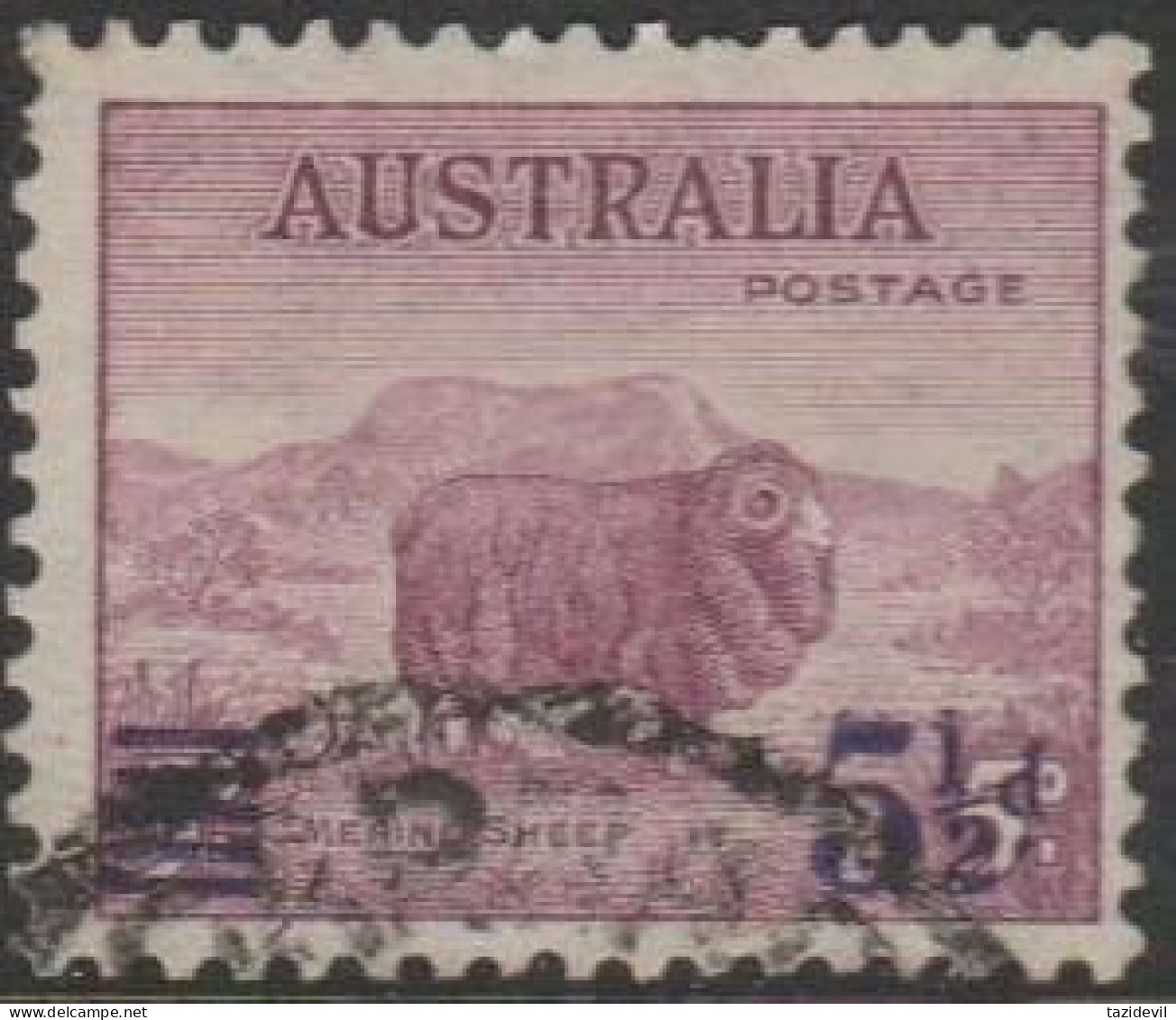 AUSTRALIA - USED 1941 5½d Surcharged Ram - Usados
