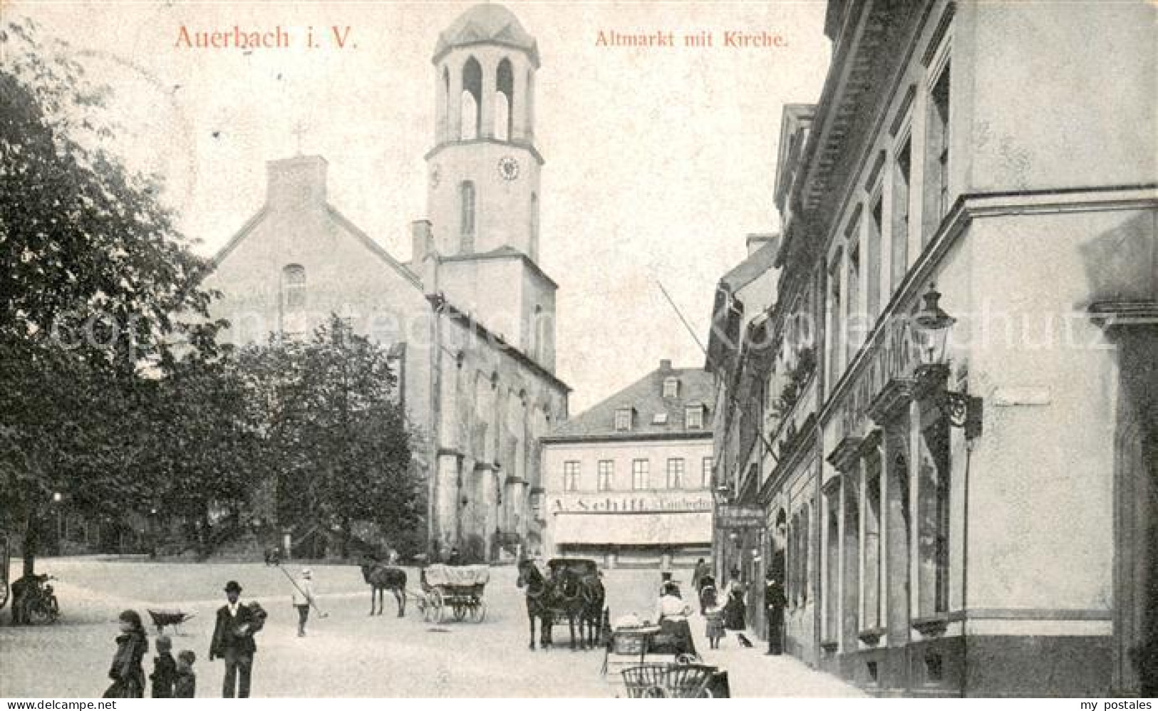 73820999 Auerbach  Vogtland Altmarkt Mit Kirche  - Auerbach (Vogtland)