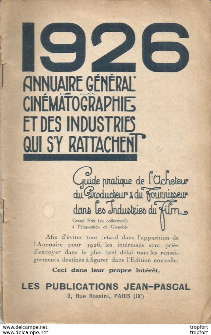 GP / CINEMA Livret 1926 ANNUAIRE CINEMATOGRAPHE Cinemas AUBERT - Publicités