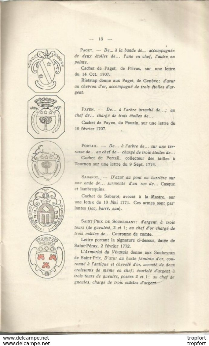 PP / LIVRET Ancien ARMOIRIES INEDITES 1924 VIVARAIS FOREZ LYONNAIS BRESSE VELAY Héraldisme - Historia