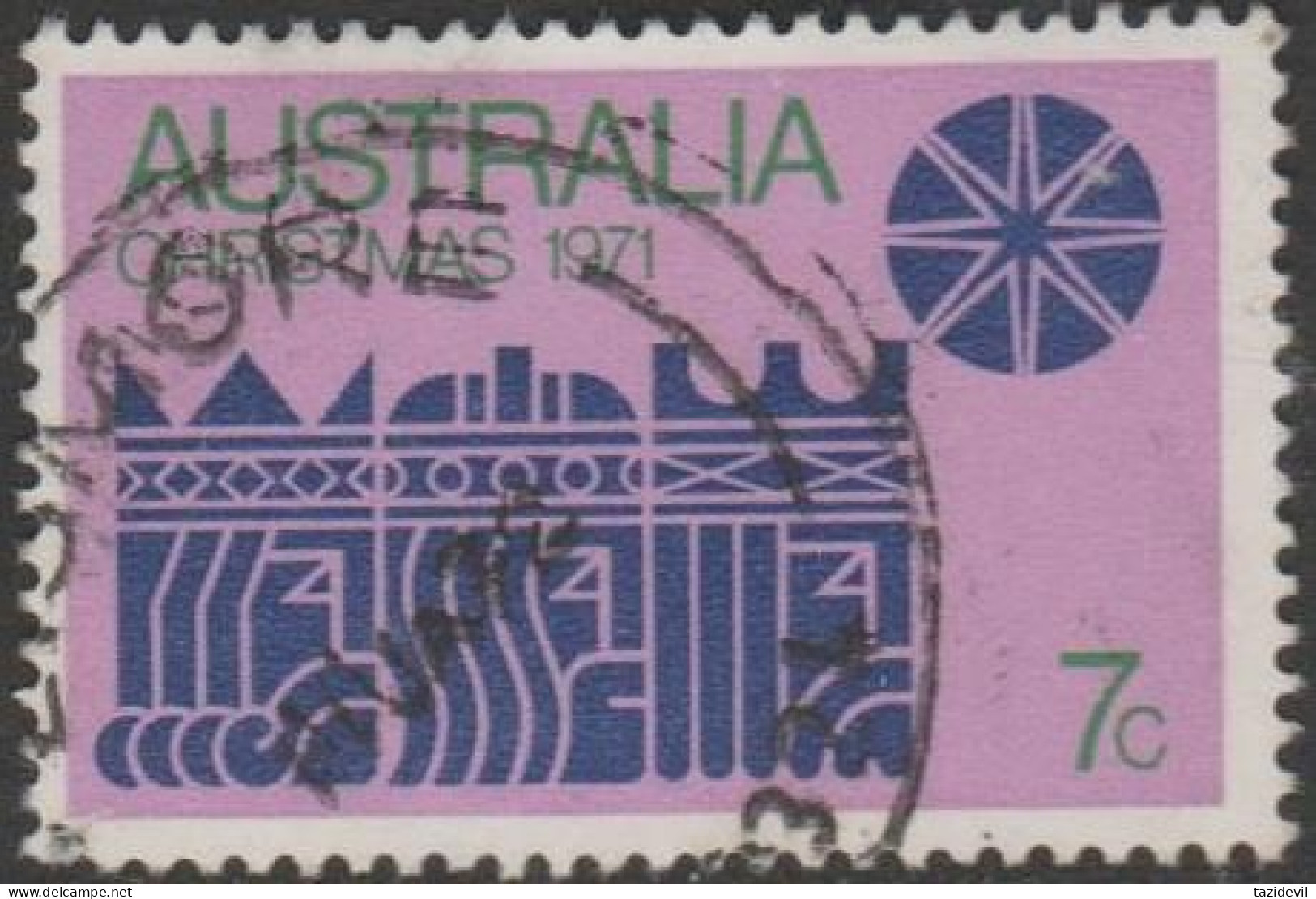 AUSTRALIA - USED 1971 7c Christmas - Green Australia - Used Stamps