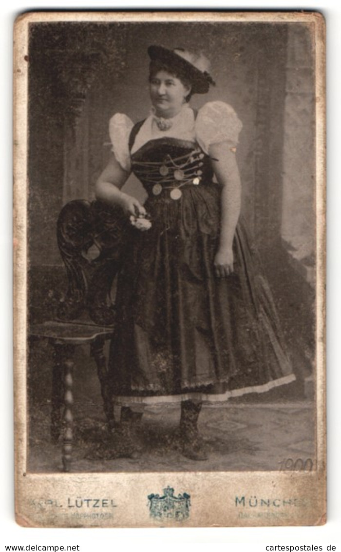 Fotografie Karl Lützel, München, Dame Mit Hut In Tracht  - Anonyme Personen