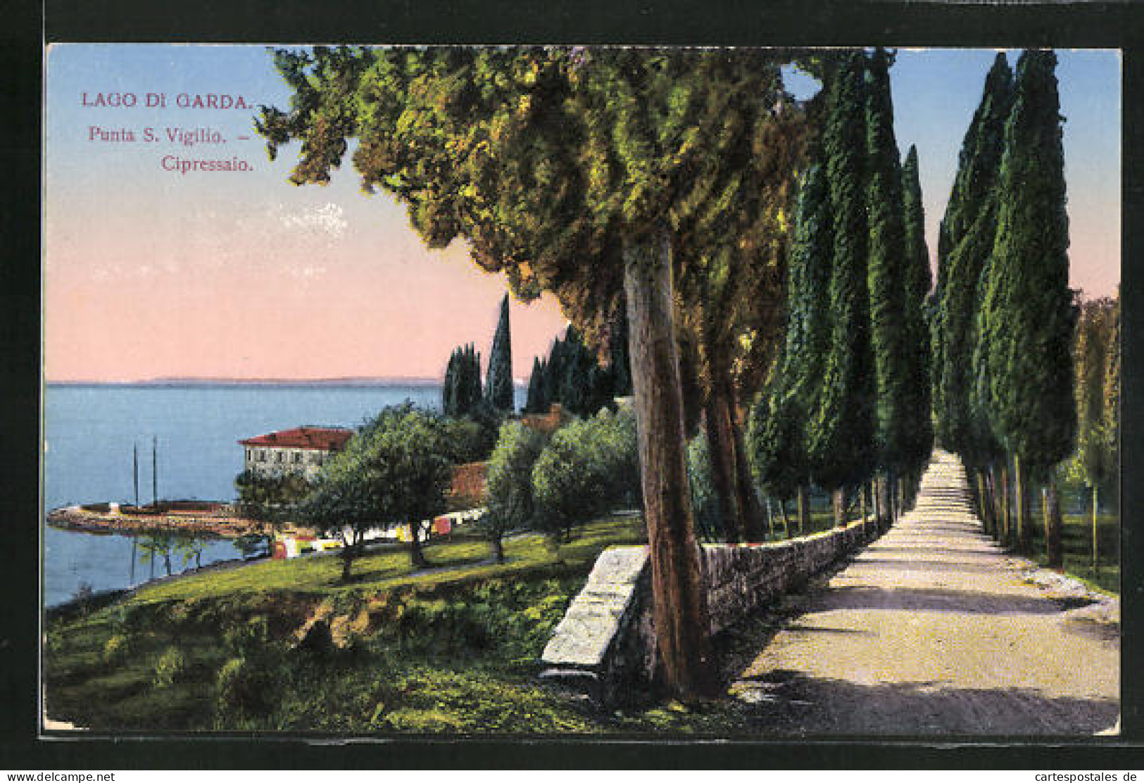 Cartolina Punta S. Vigilio, Cipressaio, Lago Di Garda  - Altri & Non Classificati