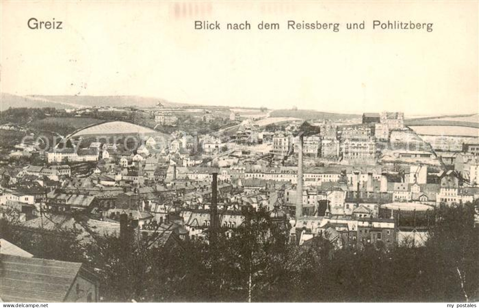 73820743 Greiz Thueringen Panorama Blick Nach Dem Reissberg Und Pohlitzberg Grei - Greiz