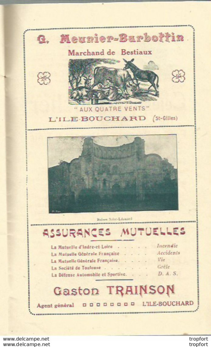 JX / Rare LIVRET L'ILE-BOUCHARD 1928 Comice AGRICOLE FETES Publicités MICHELIN motocyclette CHEVAUX