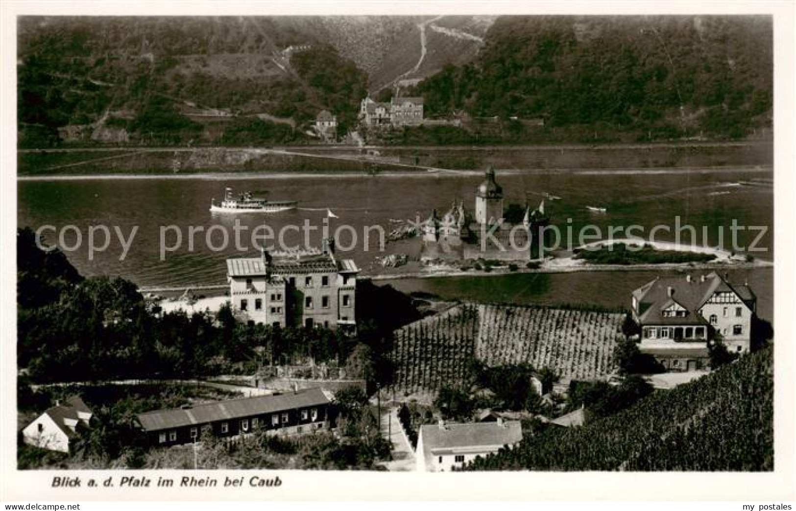 73820541 Caub Kaub Rhein Blick Auf Die Pfalz  - Kaub